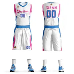 White Pink Classic Mesh Basketball Jersey