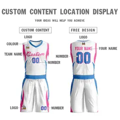 White Pink Classic Mesh Basketball Jersey 3
