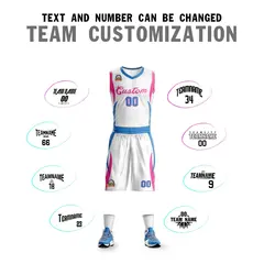 White Pink Classic Mesh Basketball Jersey 4