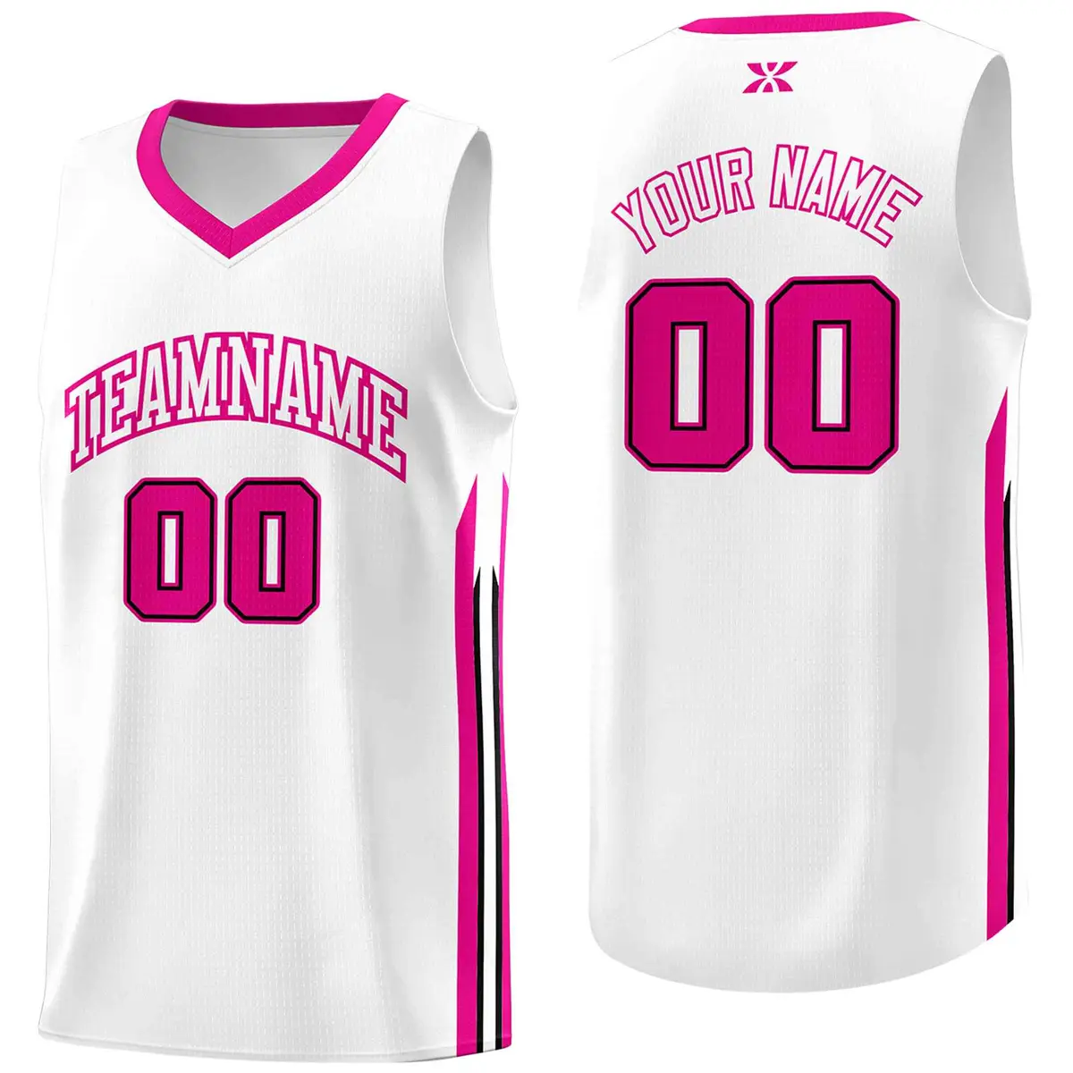 White Pink Classic Mesh Sport Bull Basketball Jersey