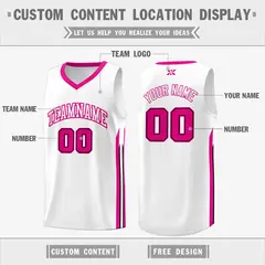 White Pink Classic Mesh Sport Bull Basketball Jersey 2