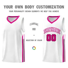 White Pink Classic Mesh Sport Bull Basketball Jersey 3