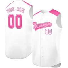 White Pink Classic Sleeveless Baseball Jersey 1