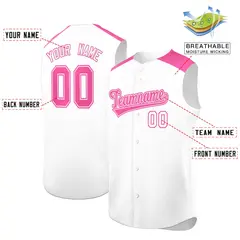 White Pink Classic Sleeveless Baseball Jersey 2