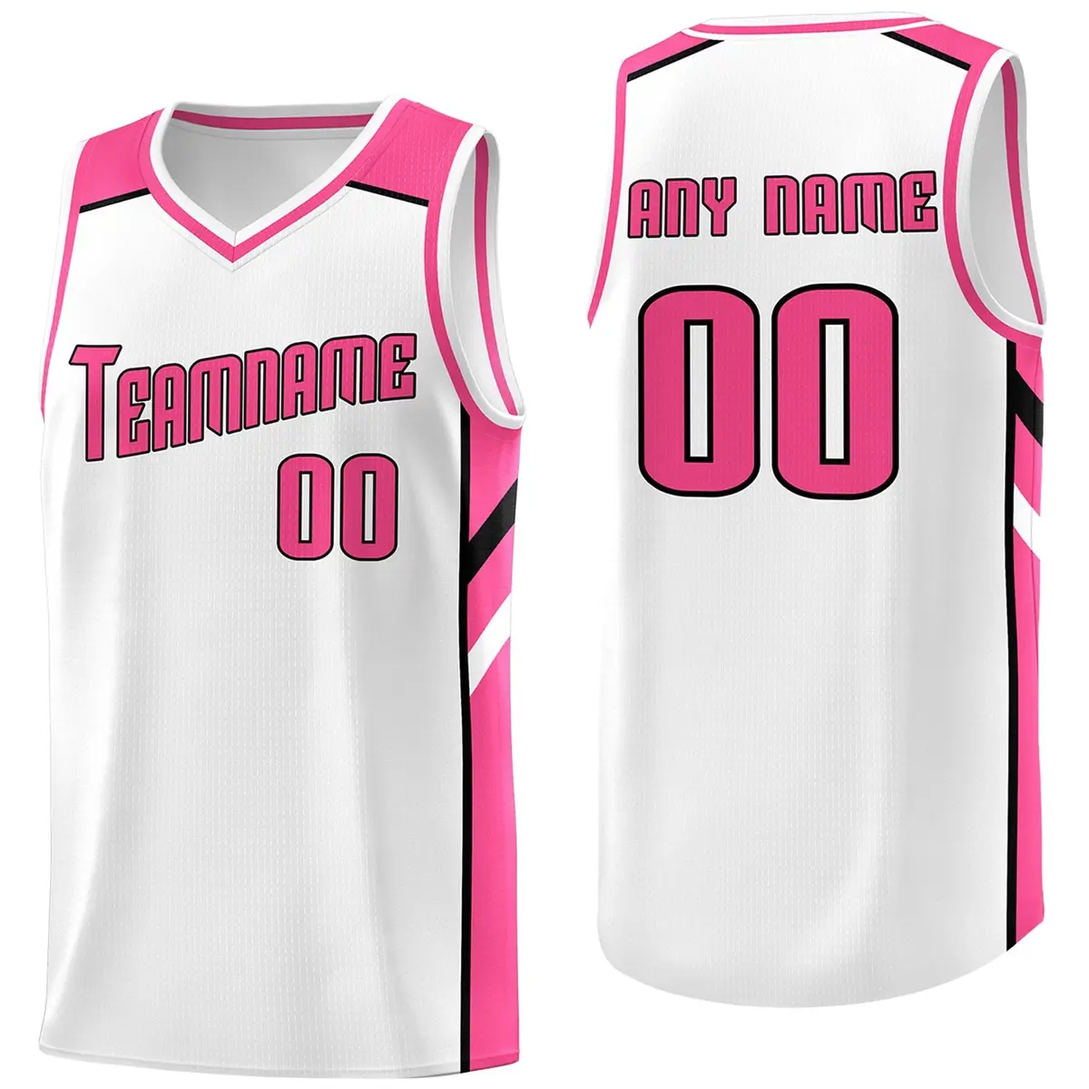 White-Pink Classic Sport Game Basketball Jersey