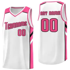White-Pink Classic Sport Game Basketball Jersey
