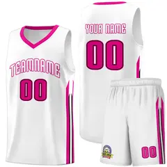 White Pink Classic Sports Uniform Basketball Jersey Sets