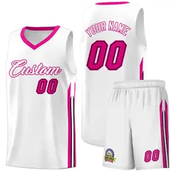 White Pink Classic Sports Uniform Basketball Jersey Sets