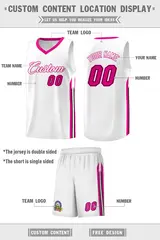 White Pink Classic Sports Uniform Basketball Jersey Sets 2