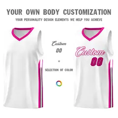 White Pink Classic Sports Uniform Basketball Jersey Sets 3