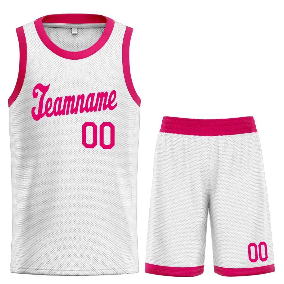 White Pink Classic Sports Uniform Basketball Jersey Sets