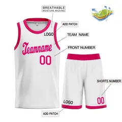 White Pink Classic Sports Uniform Basketball Jersey Sets 3