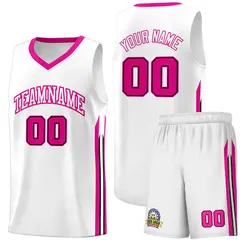 White Pink Classic Sports Uniform Basketball Jersey Sets
