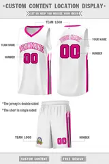 White Pink Classic Sports Uniform Basketball Jersey Sets 2