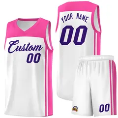 White Pink Classic Sports Uniform Basketball Jersey Sets 1