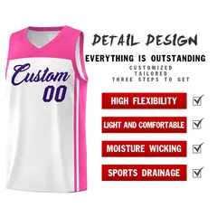 White Pink Classic Sports Uniform Basketball Jersey Sets 2