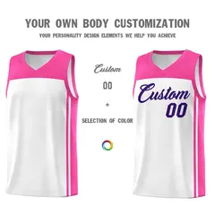 White Pink Classic Sports Uniform Basketball Jersey Sets 3