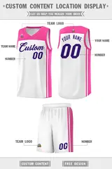 White Pink Classic Sports Uniform Basketball Jersey Sets 5