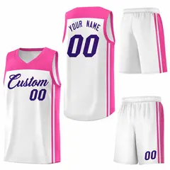 White Pink Classic Sports Uniform Basketball Jersey Sets 6