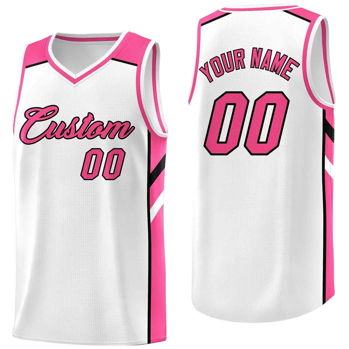 White Pink Classic Sportwear Basketball Jersey