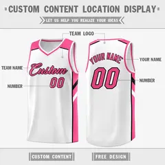 White Pink Classic Sportwear Basketball Jersey 2