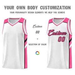 White Pink Classic Sportwear Basketball Jersey 3
