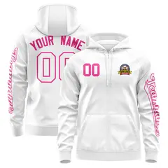 White Pink Classic Varsity Full-Zip Letterman Jacket Hoodie 1