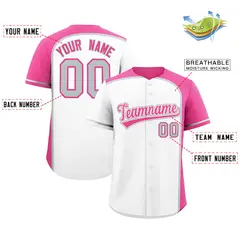 White Pink Color Block Authentic Baseball Jersey 2