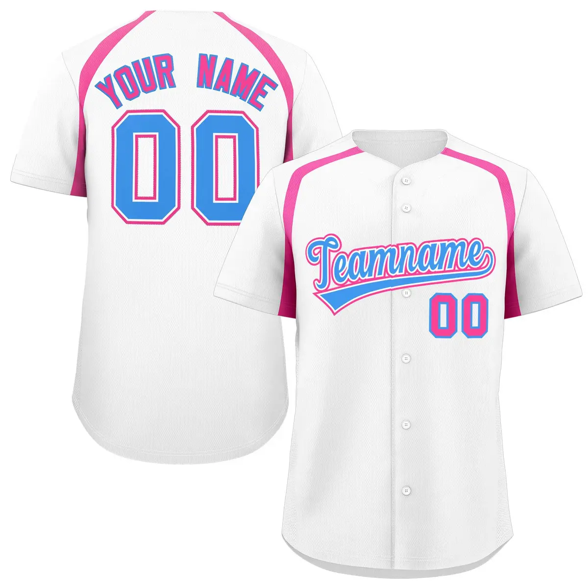 White Pink Color Block Authentic Baseball Jersey