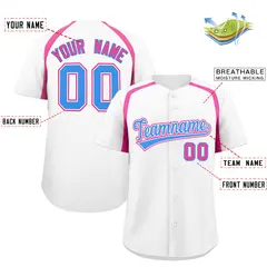 White Pink Color Block Authentic Baseball Jersey 2