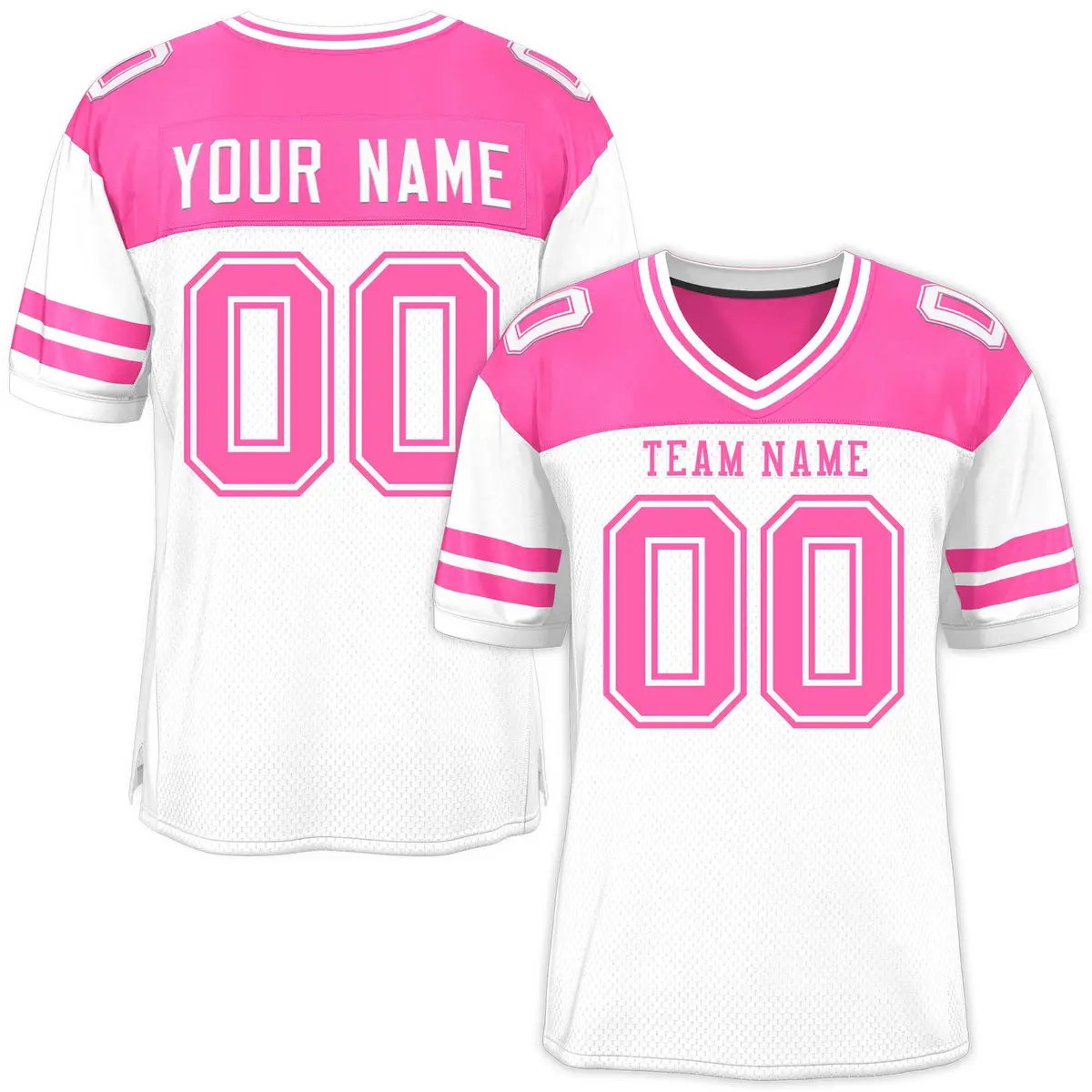 White Pink Color Block Authentic Football Jersey