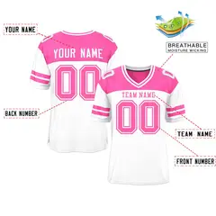White Pink Color Block Authentic Football Jersey 2