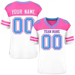 White Pink Color Block Authentic Football Jersey 1