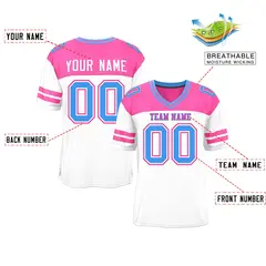 White Pink Color Block Authentic Football Jersey 2