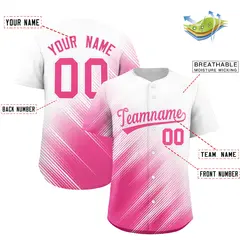 White Pink Diagonal Stripe Gradient Fashion Baseball Jersey 2