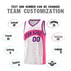 White Pink Dot Graffiti Irregular Pattern Basketball Jersey 4