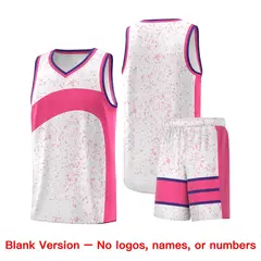White Pink Dot Graffiti Irregular Pattern Basketball Jersey 7