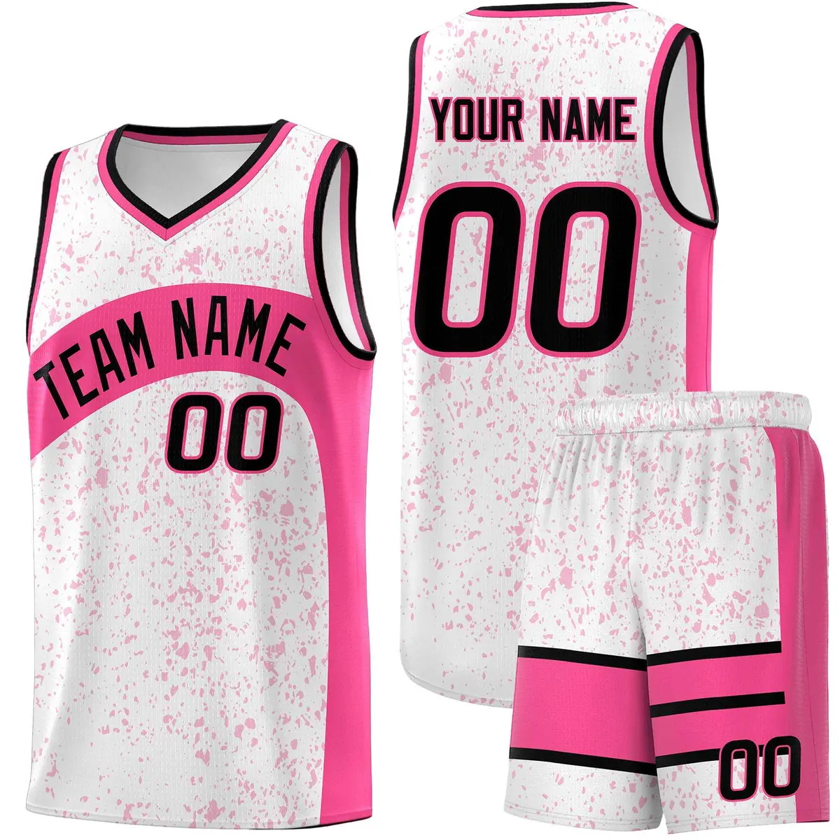 White Pink Dot Graffiti Irregular Pattern Basketball Jersey