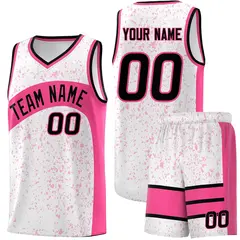 White Pink Dot Graffiti Irregular Pattern Basketball Jersey 1