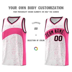 White Pink Dot Graffiti Irregular Pattern Basketball Jersey 3