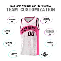 White Pink Dot Graffiti Irregular Pattern Basketball Jersey 4