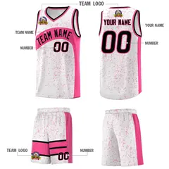 White Pink Dot Graffiti Irregular Pattern Basketball Jersey 5
