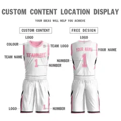 White Pink Double Side Sets Basketball Jersey 4
