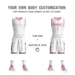 White Pink Double Side Sets Basketball Jersey 5