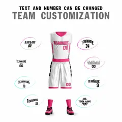 White Pink Double Side Sets Basketball Jersey 2