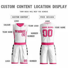 White Pink Double Side Sets Basketball Jersey 3