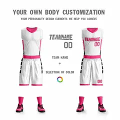 White Pink Double Side Sets Basketball Jersey 4