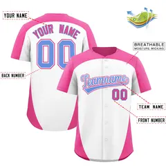 White Pink Edge Color Block Authentic Baseball Jersey 2
