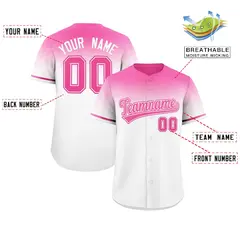 White Pink Gradient Authentic Baseball Jersey 2