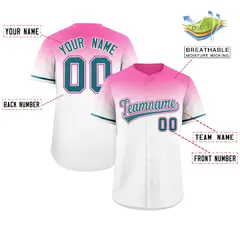 White Pink Gradient Authentic Baseball Jersey 2